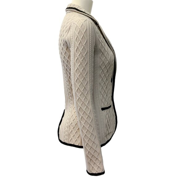 Giorgio Armani Sand Cable Knit Jacket with Black Trim - Picture 2 of 4